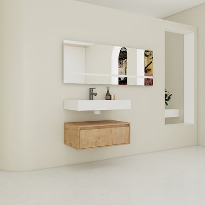 Modern 30-Inch Wall-Mounted Bathroom Vanity with Soft-Close Drawer and Elegant Resin Sink