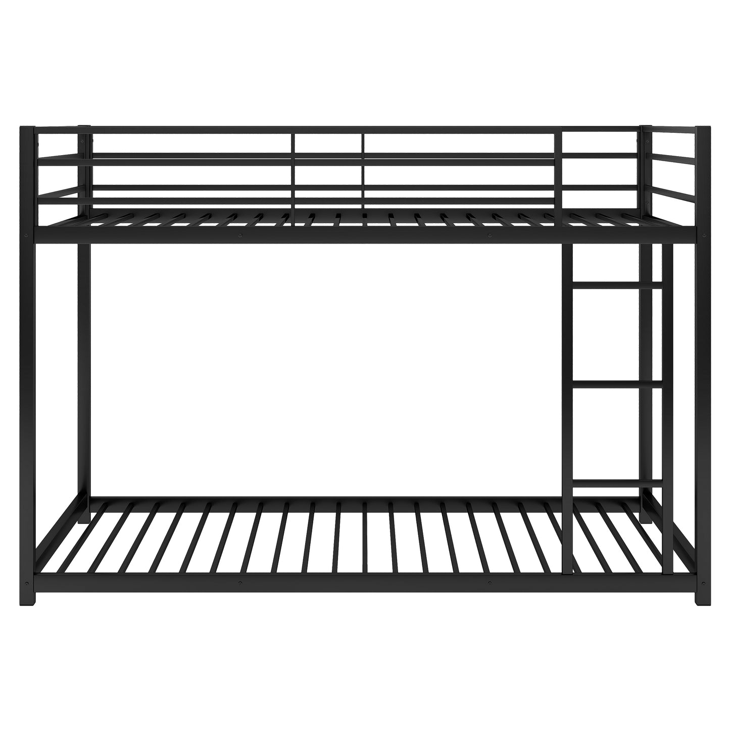 Stylish Black Twin Metal Bunk Bed with Ladder - Space-Saving Low Design