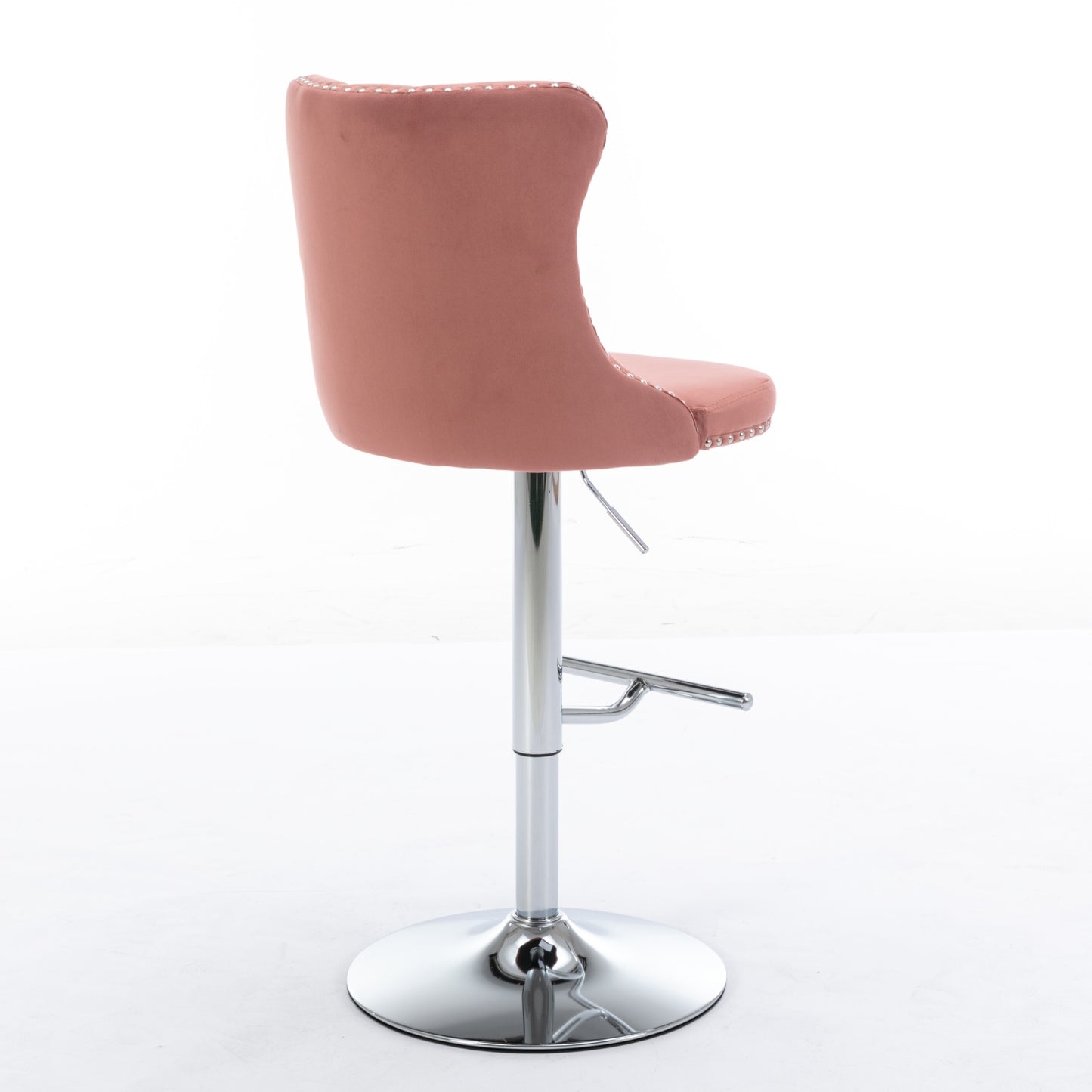 Swivel Velvet Barstools Adjustable 25 To 33 Pink Set Of 2