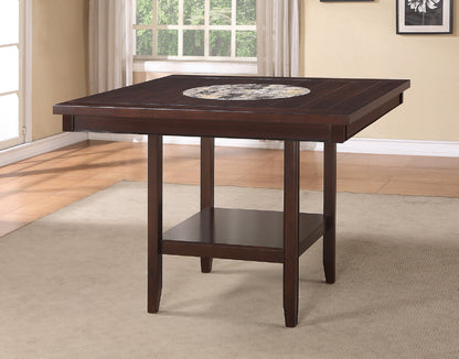 Counter Height Dining Table With Lazy Susan Brown Finish