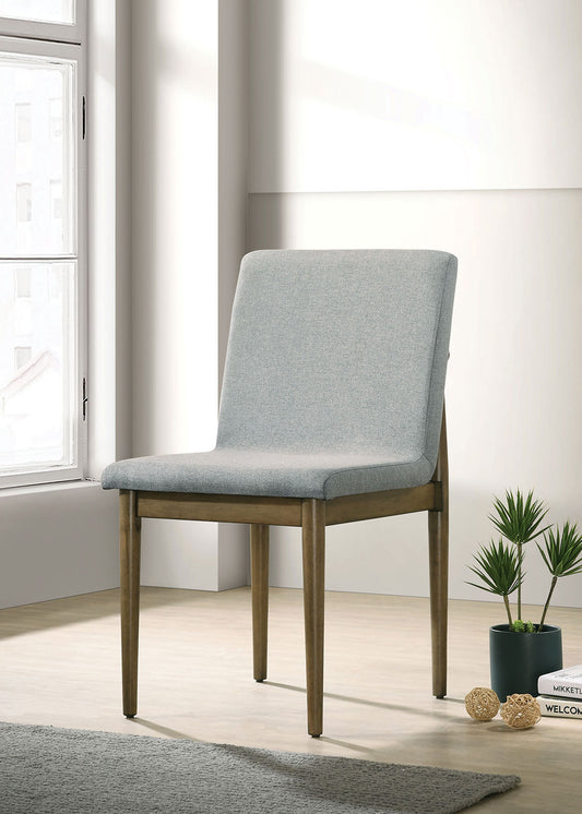 Set of 2 Mid-Century Dining Chairs, Solid Wood Frame, Upholstered Seats, 19W x 22.75D x 34.5H Light Gray