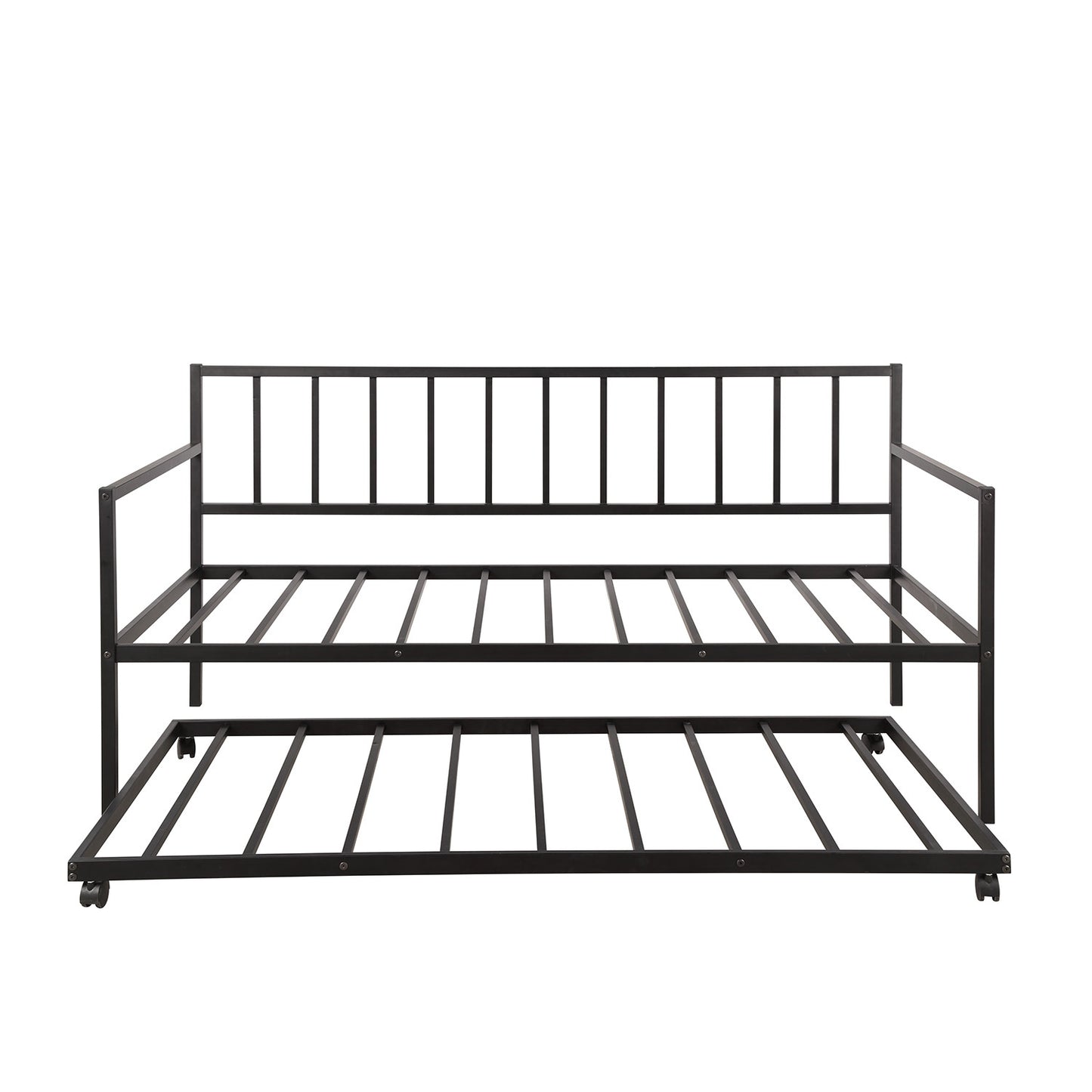 Versatile Twin Daybed with Pull-Out Trundle - Metal Frame for Stylish Living and Guest Rooms