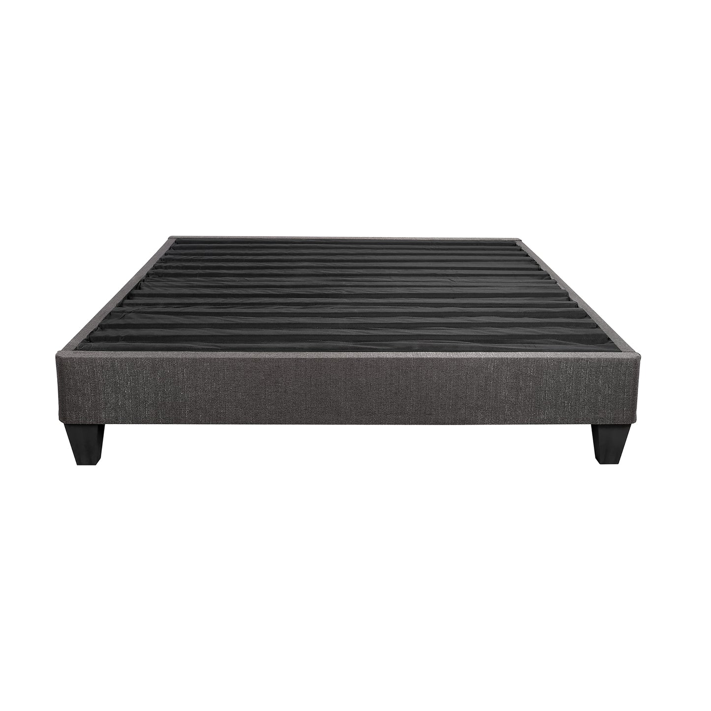 King Size Platform Bed Frame with Upholstered Mattress Foundation, Modern Bedroom, No Spring, Dark Grey