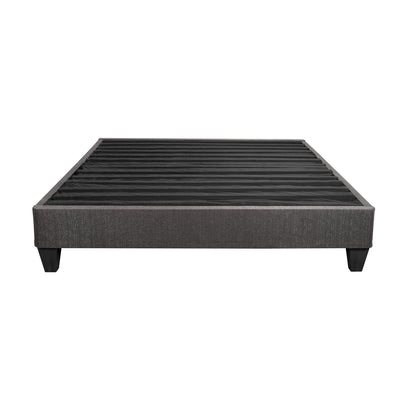 King Size Platform Bed Frame with Upholstered Mattress Foundation, Modern Bedroom, No Spring, Dark Grey
