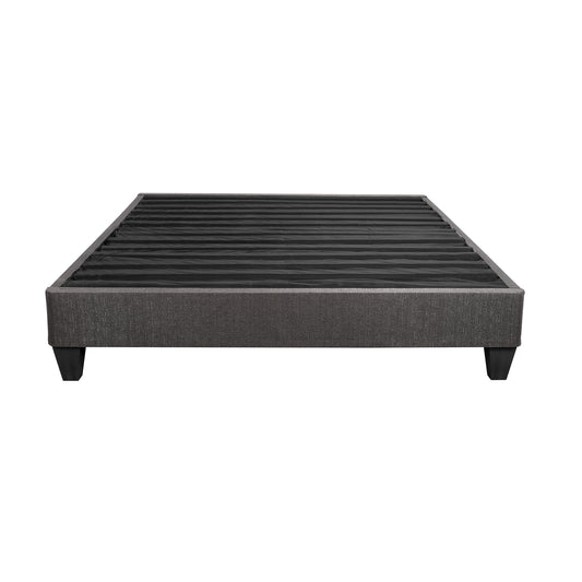 King Size Platform Bed Frame with Upholstered Mattress Foundation, Modern Bedroom, No Spring, Dark Grey