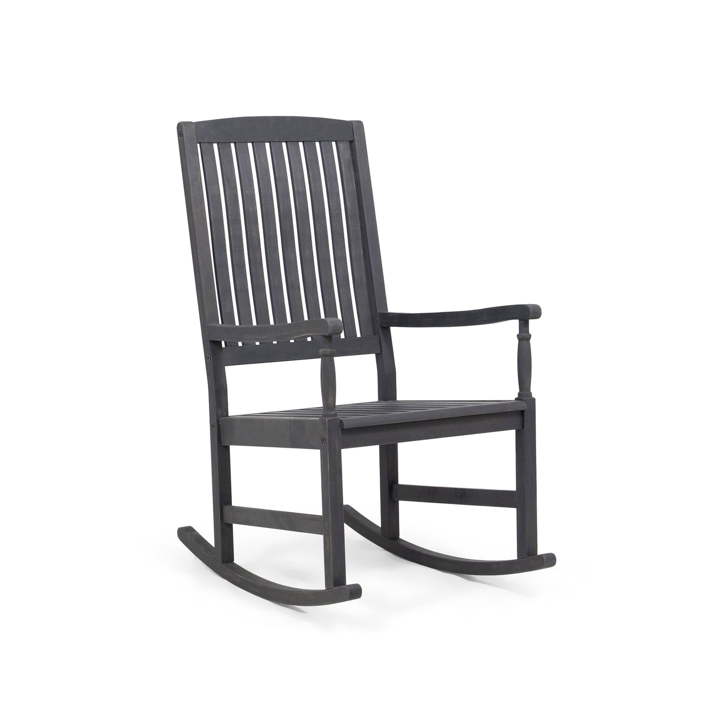 Outdoor Acacia Wood Rocking Chair With Slat Back 23 Inch Length 32 Inch Width 43 Inch Height Teak