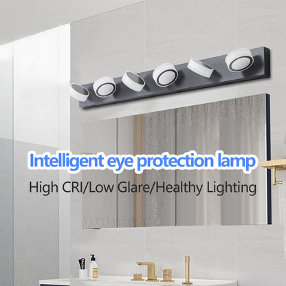 LED 6-Light Vanity Light for Bathroom Over-Mirror Wall Mount Modern Acrylic & Iron 44.9 in L Black