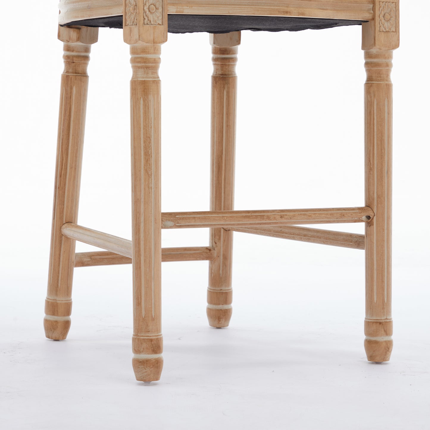 Solid Wood Bar Stools Set of 2 Beige Upholstered Seating