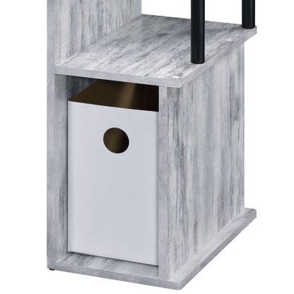 Antique Black and Gray Computer Desk with Built-in Keyboard Tray