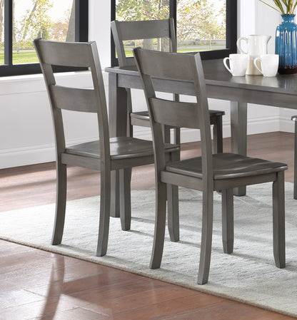 Set of 2 Wooden Dining Chairs, Ladder Back, Transitional, Dining Room, 17.8 x 17 x 38.3in, Gray