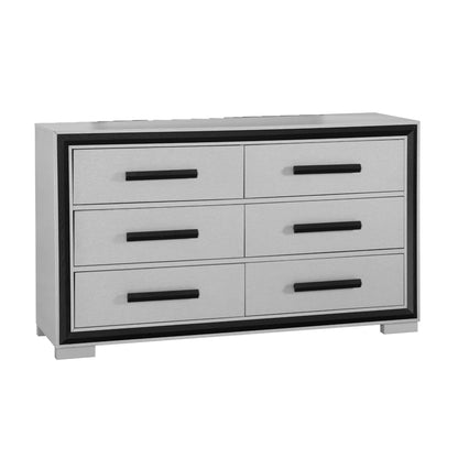 Sleek Black and Grey Solid Wood Dresser