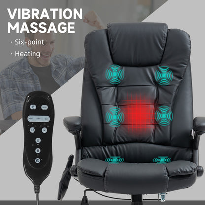 Ergonomic High-Back Massage Office Chair with Heating and Recline Features, Black