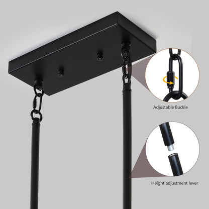 5-Light Farmhouse Chandelier for Kitchen Island; Iron & Wood; E26 Base; Adjustable; Red