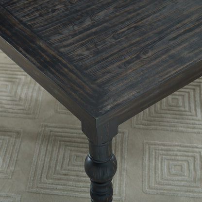 Urban Style Wood Dining Set Table And Six Chairs Dark Wash