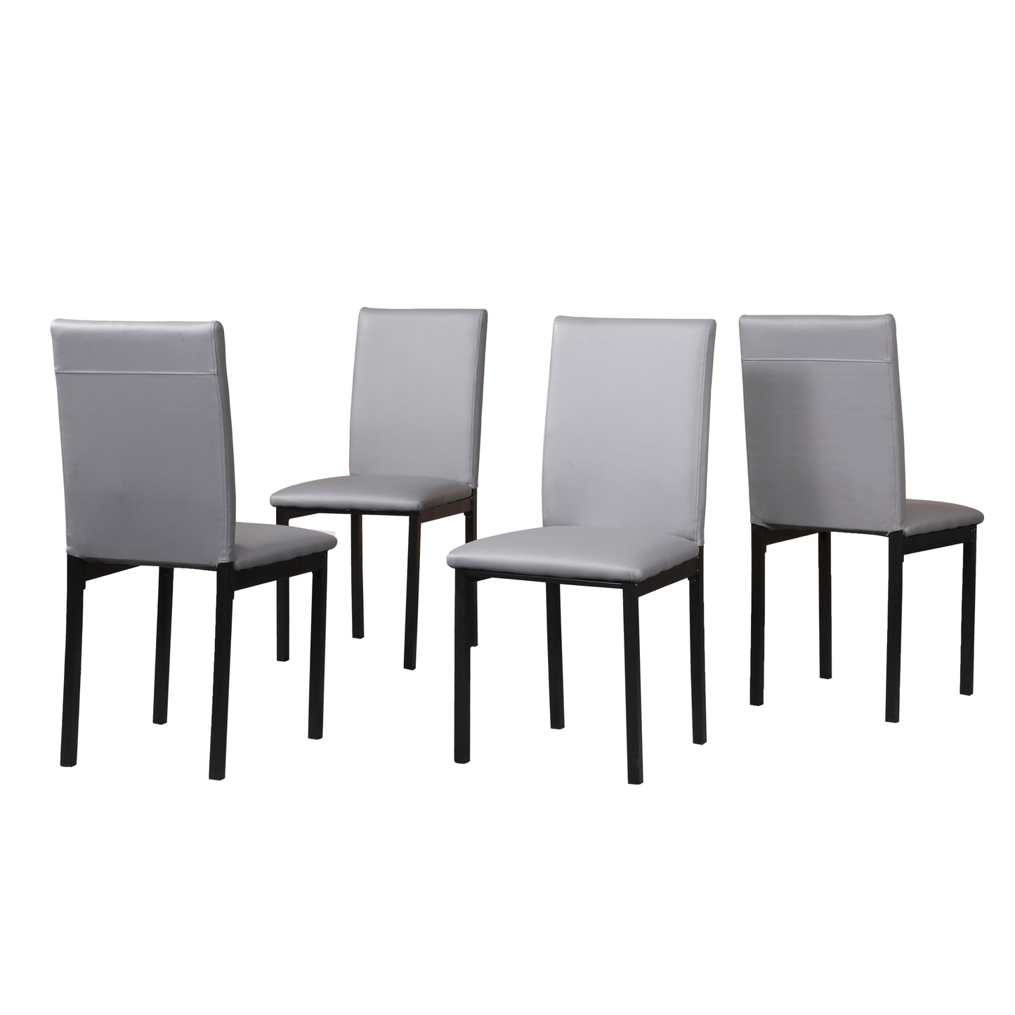 Set of 4 Faux Leather Dining Chairs with Metal Frame, 21.5 x 17.5 x 36 in, 200 lb Capacity Gray