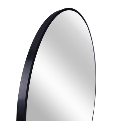 Classic 16-Inch Black Round Metal Bathroom Mirror