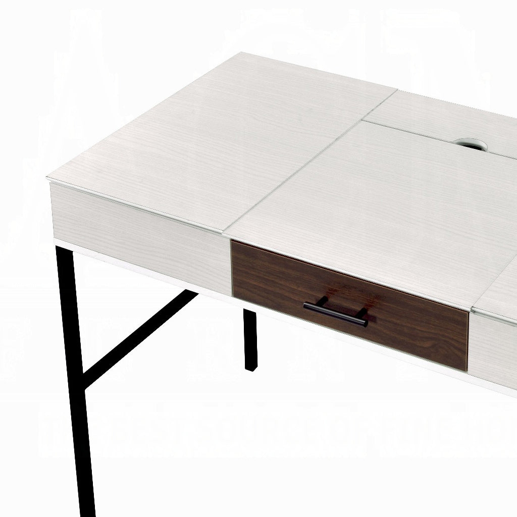 Industrial Chic Writing Desk with Built-in USB Charging Port