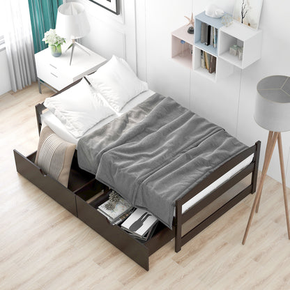 Espresso Twin Platform Bed with Dual Storage Drawers