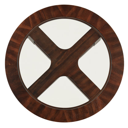 Cylina Solid Wood Glass Top Round Dining Table with 4 Chairs