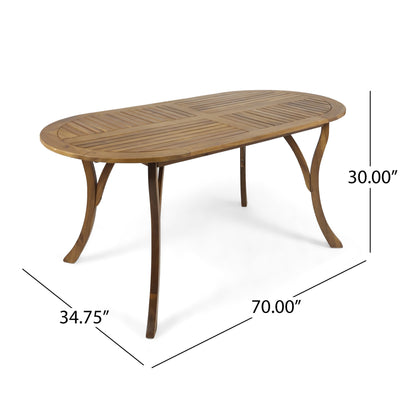 Acacia Wood 70in Outdoor Dining Table For Patio Teak Finish