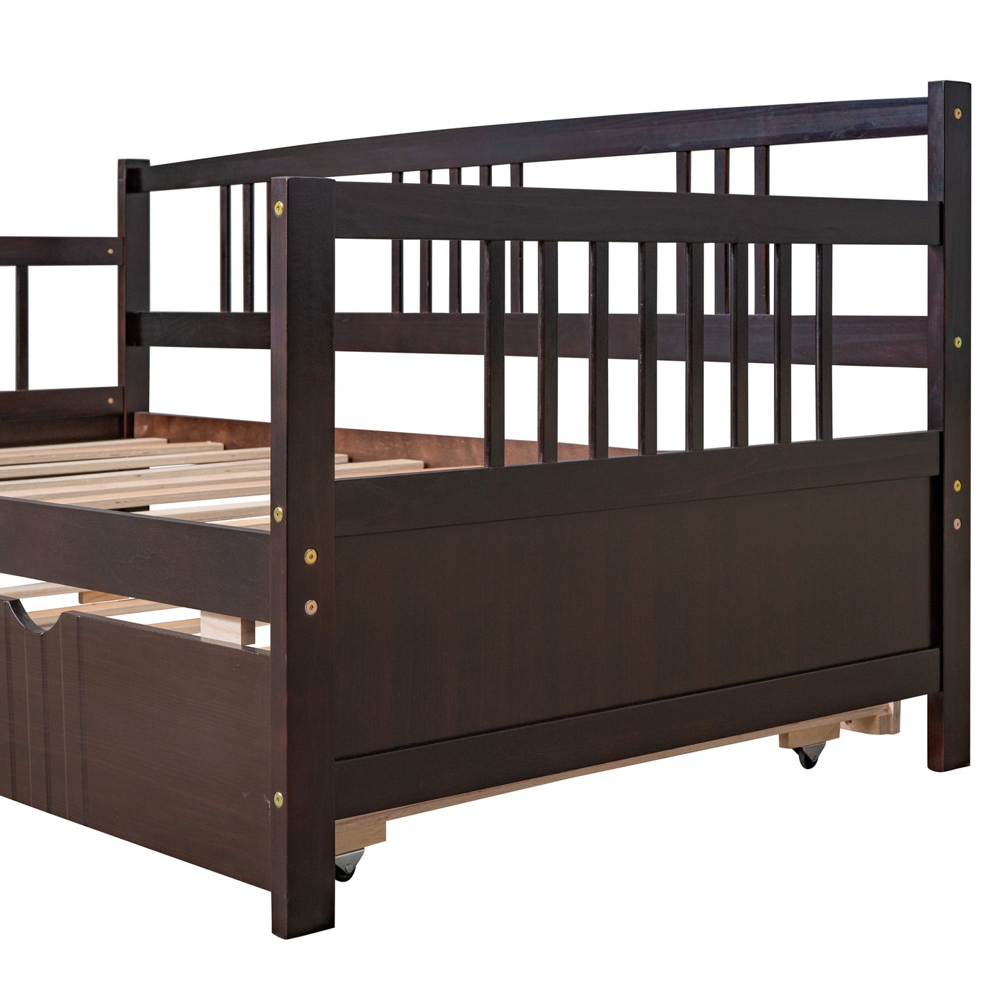 Espresso Twin Daybed with Trundle - Stylish Wood Frame for Space-Saving Comfort