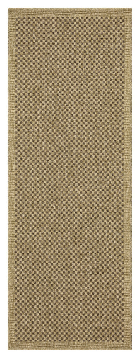 Flatweave Indoor/Outdoor Area Rug 7'3" x 2'7" Durable Polypropylene, Stain-Resistant, Pet-Friendly Mocha