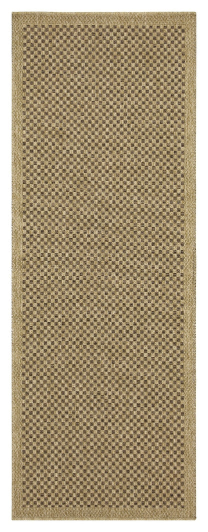 Indoor/Outdoor Flatweave Area Rug, 7'3 x 5'3, Durable Polypropylene, Stain-Resistant, Natural Light Brown