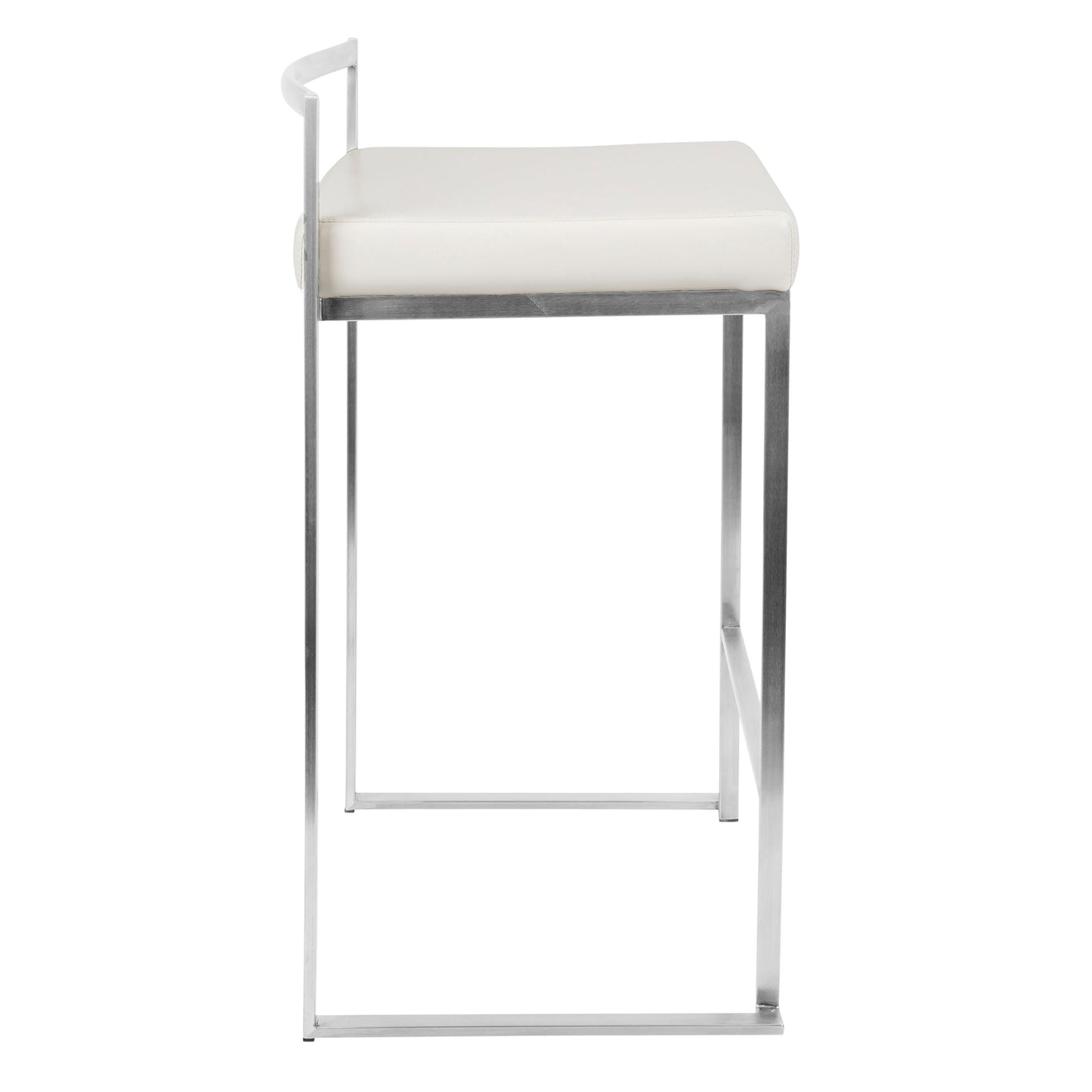 Fuji Contemporary Stackable Counter Stool in White Faux Leather by LumiSource - Set of 2