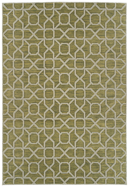 2' x 3' Rectangle Indoor/Outdoor Rug with Geometric Texture, High-Low Cut & Loop, Power Loomed Lime Green