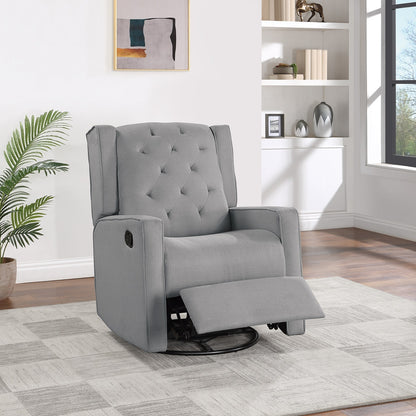 Manual Swivel Glider Recliner with Wing Back, Tufted Back, Living Room Chair, 29x35x40, Dark Gray