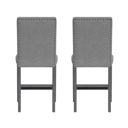 Zeph Gray Upholstered Barstools, Set of 2