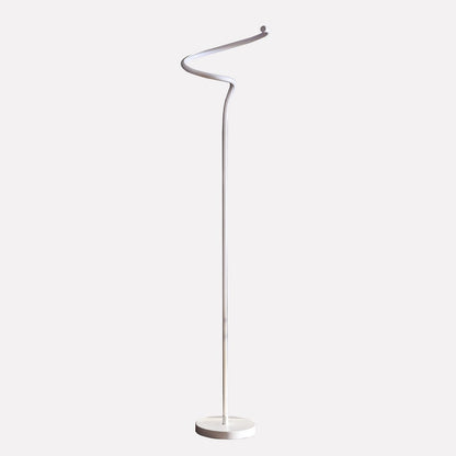 52.5-Inch LED Floor Lamp, Curvilinear S-Curve, 18W LED, 1100 Lumens, 3000K Angled, UL Listed Matte White