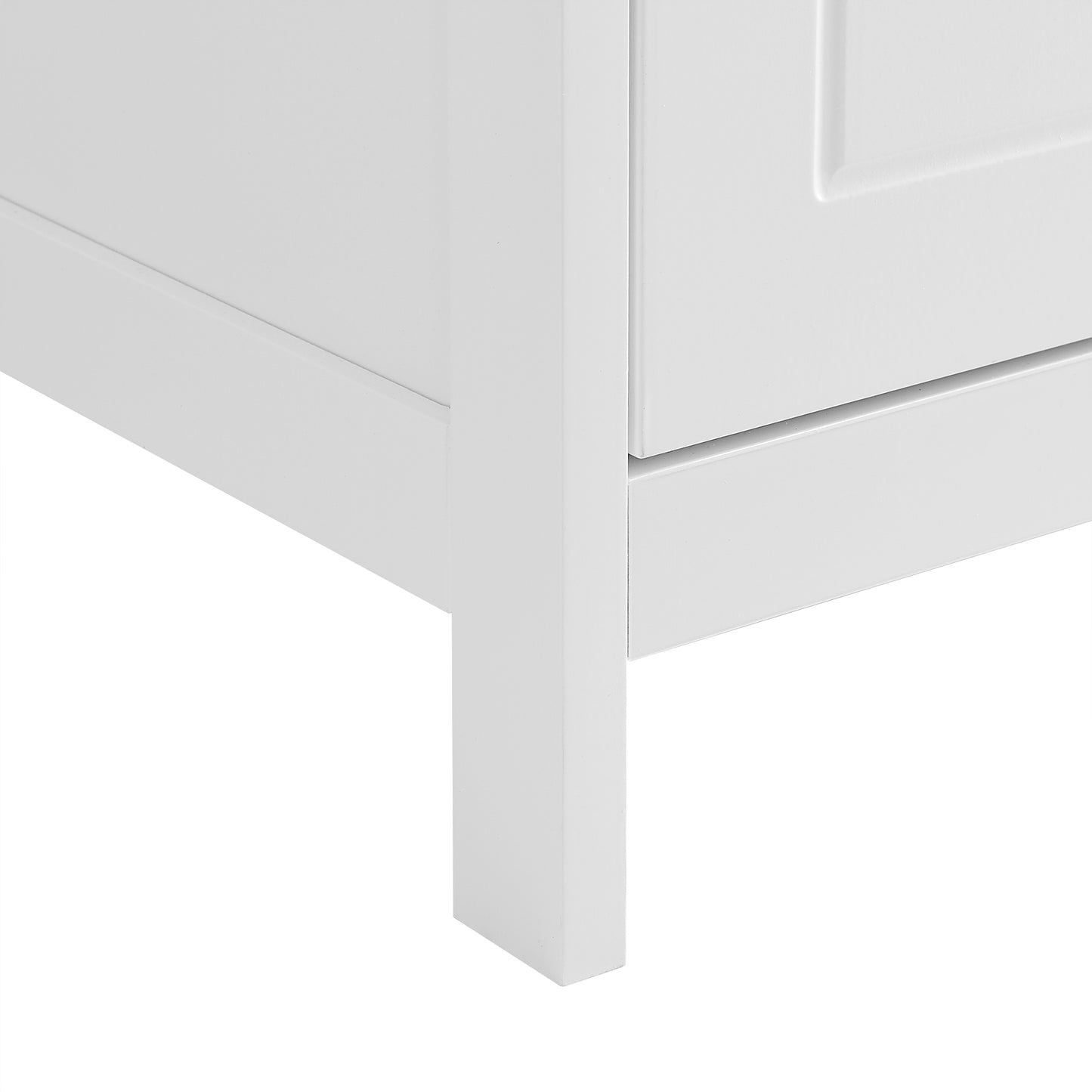 White MDF Bathroom Storage Cabinet with Adjustable Shelves, Two Doors, and Drawers