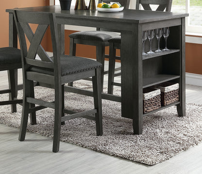 Modern Contemporary Dining Room Furniture Chairs Set of 2 Counter Height Chairs Gray Finish Wooden High Chair X Back Design Cushion Seat