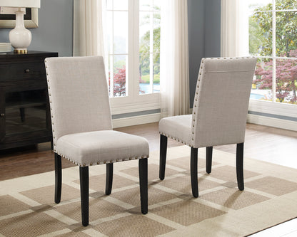 Solid Wood Dining Set With Nailhead Chairs Espresso