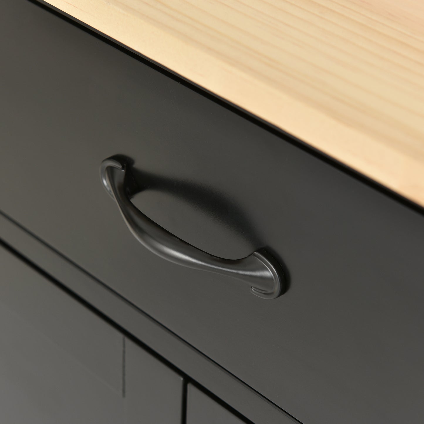 Versatile Kitchen Island Cart with Locking Wheels, Solid Wood Top, Ample Storage and Spice Rack (Black)