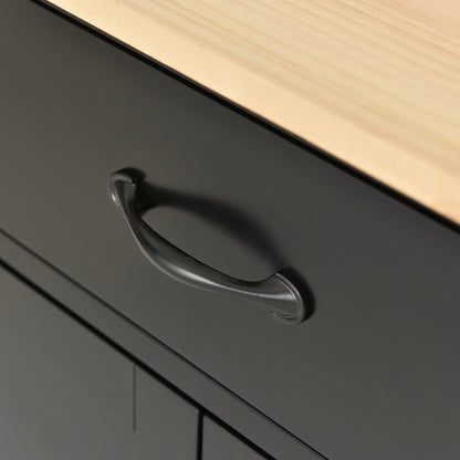 Versatile Kitchen Island Cart with Locking Wheels, Solid Wood Top, Ample Storage and Spice Rack (Black)