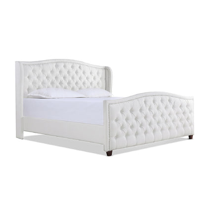 Marcella Luxe King Bed Set with Upholstered Shelter Headboard in Bright White
