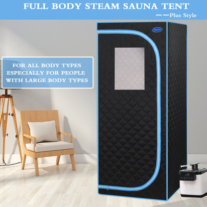Full Body Portable Steam Sauna Tent for Home Spa Large 31.5in Square 68.9in 1000W 2.6L Pot FCC Black
