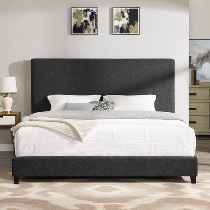 King Size Charcoal Grey Upholstered Platform Bed by Bridgevine Home
