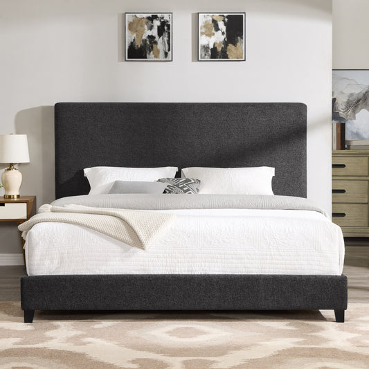 King Size Charcoal Grey Upholstered Platform Bed by Bridgevine Home