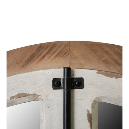 Carina Arched Window Frame Wall Mirror - 27.5" x 48" Distressed White Finish