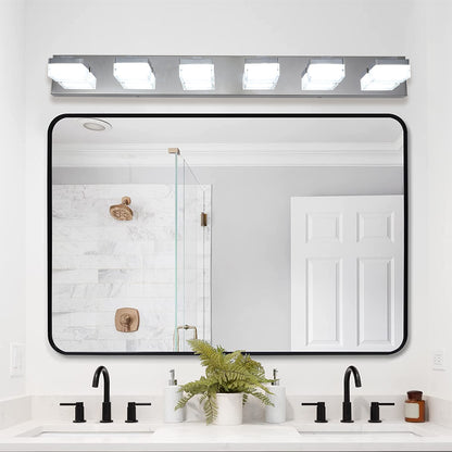 6-Light LED Vanity Light Bar for Bathrooms and Makeup Areas, Modern Sleek Fixture Chrome finish
