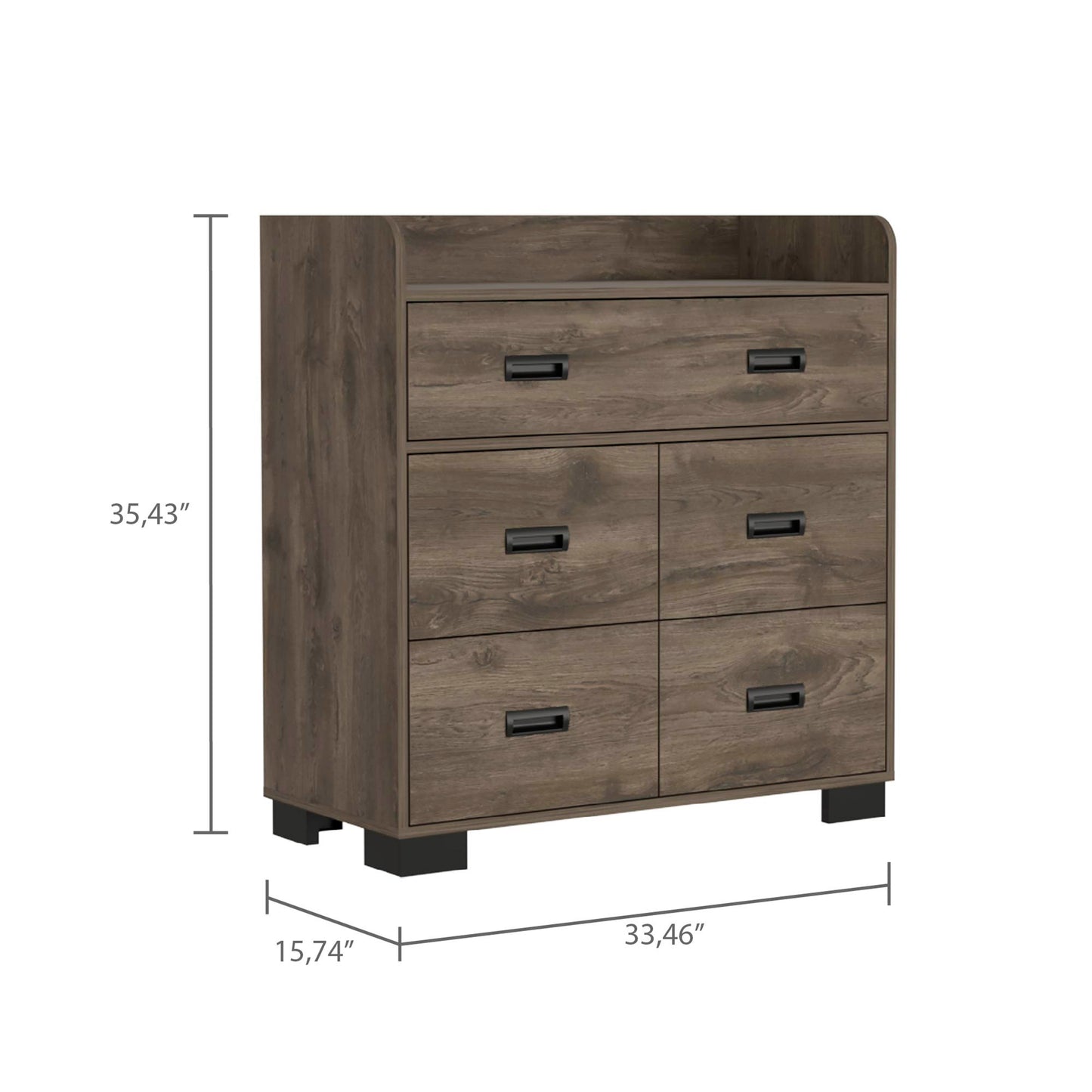 Edgemont Elegant 5-Drawer Storage Dresser in Dark Brown