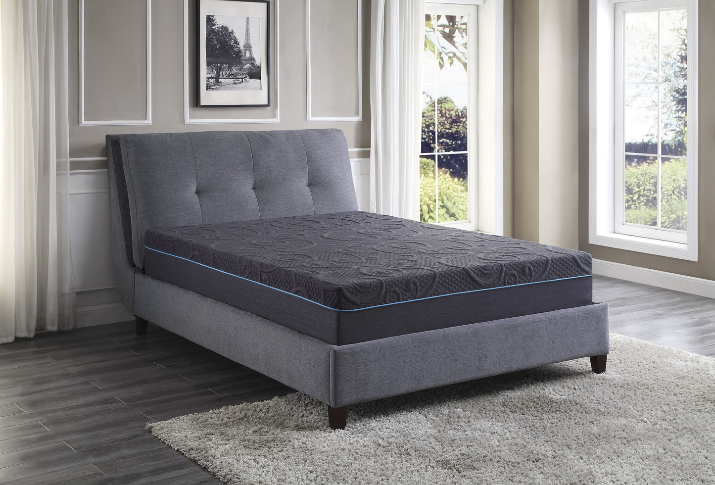 11-Inch Dark Gray Hybrid Mattress with Gel-Infused Memory Foam for Queen Bed, Mattress in a Box