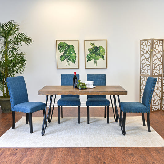 Six Piece Dining Set Hairpin Table And Bench Color Options