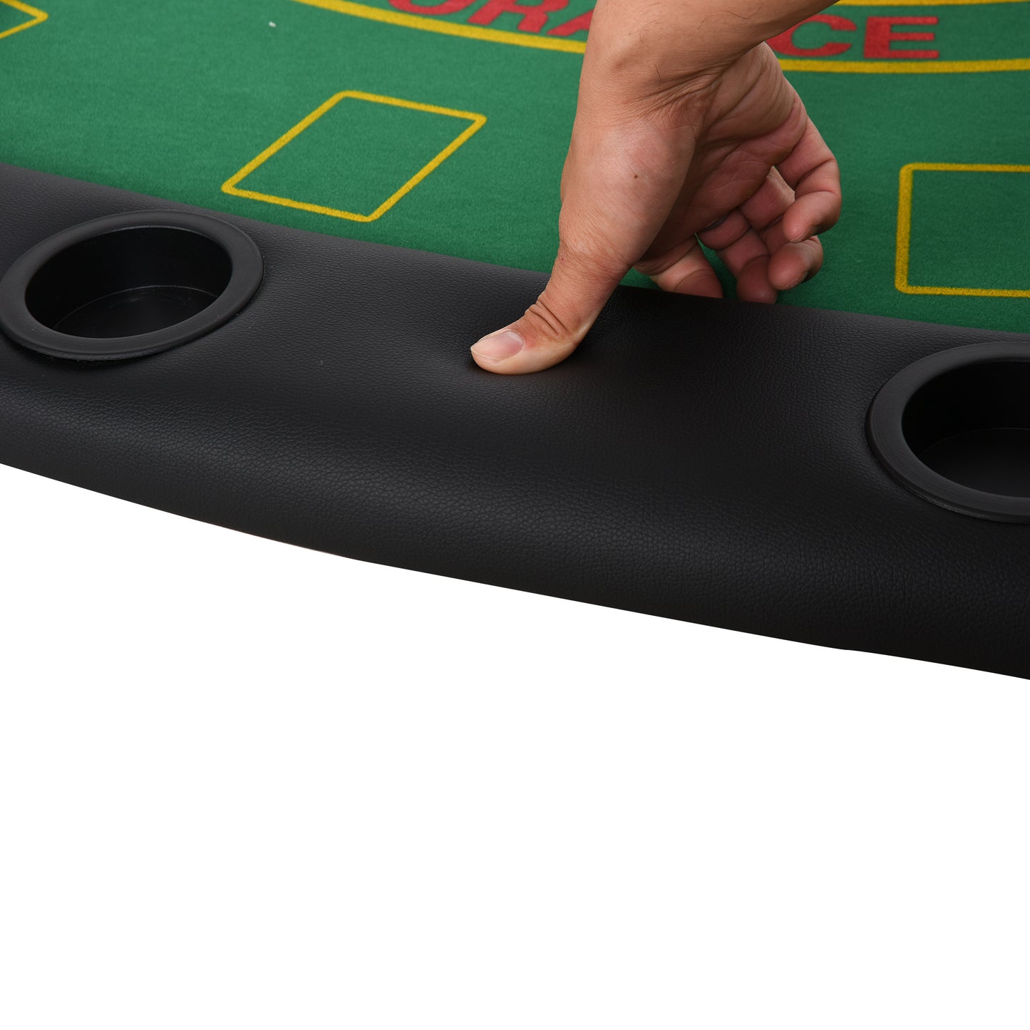 72-Inch Poker Table for 7 Players with Chip Tray and 7 Cup Holders, Blackjack Layout, MDF/Steel Green