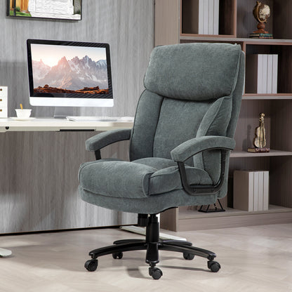 HOMCOM Heavy-Duty Executive Office Chair for Big and Tall Users, Supports Up to 450 lbs, Gray High Back Desk Chair with Swivel Wheels