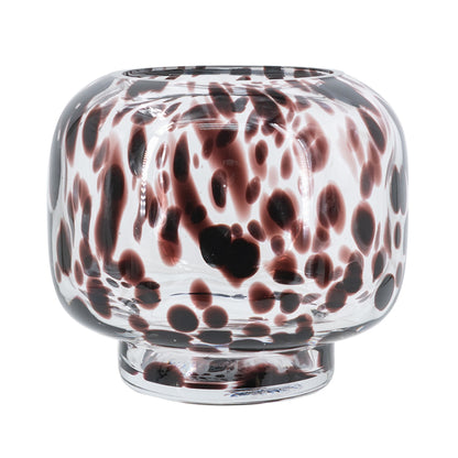 Modern Round Glass Accent Vase, 6.3 x 6.3 x 5.7 in, Great for Living Room Mantel or Bedroom Decor, Amber