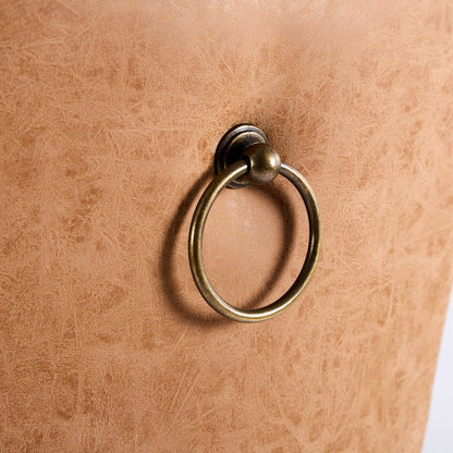 Orange Aged Retro PU Swivel Bar Stools Tufted Back